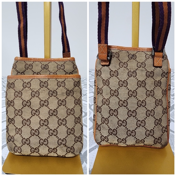 Gucci GG Canvas Web Crossbody Bag Beige/Brown - Picture 6 of 12